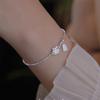 Pulsera de Bendición de Flor de Loto Miniscan Plata para Mujer Nuevo Estilo Chino Pulsera Estilo Antiguo Pulsera Versátil