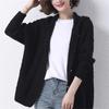 Chamarra Suéter con Capucha de Patrón de Diamantes Sueltos 202 Otoño e Invierno Estilo Coreano Cardigan Tejido con Botones de Cuerno para Mujer Transfronterizo