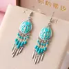 Joyería Daisy Pendientes de Semilla de Vidrio Gota de Agua de 14 Colores Pendientes Colgantes de Oreja Bohemios de Múltiples Capas Pendientes de Botón Joyería de Yunnan