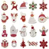 20 Estilos Mixtos de Colgantes DIY de Aleación de Papá Noel Navideño, Renos, Copo de Nieve con Esmalte Rojo, Accesorios para Pulseras