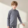 Conjunto de ropa interior térmica para niños, que incluye capas base térmicas de seda y lana, camisetas interiores de cuello alto y pantalones térmicos engrosados, tanto para niños como para niñas.