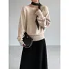 Jiang Zuo Estilo Coreano Simples Temperamento Cintura Marcada Malha Feminina 2026 Outono/Inverno Gola Redonda Solto Suéter Suave L6035