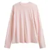 Camiseta Raglan Branca Básica Gola Redonda Manga Longa de Liocel Masculina Simples Solta Macia Cor Pura Camada Interna Top Básico