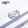 Versión coreana de anillo abierto de plata de ley s925 doble cruz plata tailandesa lisa accesorios simples de moda fabricantes al por mayor