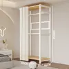 Arara de Roupas de Chão Guarda-Roupa Aberto para Quarto Prateleira de Metal Aço para Hall de Entrada Prateleira de Armazenamento de Roupas para Pendurar Montagem