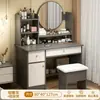 Em estoque espelho penteadeira quarto simples moderno novo estilo mesa de maquiagem quarto principal armário de maquiagem armário de armazenamento penteadeira de luxo leve