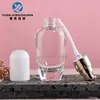 En stock: Juego de botellas de vidrio transparente de forma ovalada de 40-120 ml, incluyendo botellas de 30 g y 50 g para crema y crema para ojos, juego de botellas para productos de cuidado de la piel