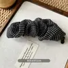 Pinza de Plátano de Malla con Lunares Estilo Coreano y Plisado Burbuja para Mujer, Accesorio de Cabello de Alta Gama para Cola de Caballo Alta, Primavera y Verano