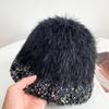 Bonito gorro de pescador de peluche para mujer, para otoño e invierno, combinable con todo, con protección para los oídos, de lana tejida.
