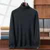 Suéter de lã de malha premium masculino sem costura cor sólida gola alta simples casual pulôver dropshipping transfronteiriço