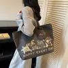 Bolsa Tiracolo de Lona de Grande Capacidade Sacola de Compras para Mulheres Indo para a Aula Bolsa de Ombro de Desenho Animado Bolsa de Mamãe Bolsa Tote para Fitness Viagem