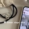 Anillo estilo coreano simple de plata S925 de ley con corazón calado, anillo de apertura ajustable de industria pesada para mujer