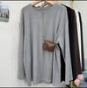 Camiseta de Manga Larga para Mujer al por Mayor Personalizada Primavera y Otoño Cuello Redondo Camiseta Básica de Longitud Media que Cubre la Cadera Ropa Exterior Leggings para Mujer