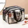 Bolsa de cosméticos com separação para molhados e secos em PVC, grande capacidade, bolsa de armazenamento de cosméticos para natação, bolsa de higiene pessoal de viagem à prova d'água portátil