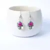 Set de Pendientes de Colgante de Vidrio Ovalados Hechos a Mano DIY Flor de Cerezo Narciso Pendientes de Moda Pendientes Árbol de la Vida