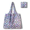 Nueva bolsa de compras plegable grande de tela con flores, bolsa cuadrada, bolsa de compras portátil, bolsa de mano plegable