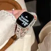 Pulseira de Metal com Corrente de Cobre, Pérola e Renda Adequada para Apple Watch iWatch 12ª Geração 11/10