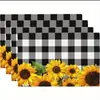 Mantel Retro Occidental Best-Seller Transfronterizo Estrella de Texas Náutico Cuadros Búfalo Blanco y Negro Girasol Limón