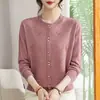 Suéter de punto de manga larga para mujer de mediana edad, suéter fino de estilo corto a la moda, tejido elegante para mujeres de mediana edad y mayores