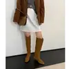 Botas altas de moda estilo británico con pliegues de 3 cm, nuevo modelo otoño 2026, punta fina, tacón grueso, botas vaqueras altas hasta la rodilla para mujer