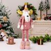 3 decorações de natal haobei rosa velho boneco de neve alce telescópico boneca janela ornamentos presentes de natal