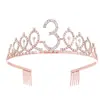 Diadema Corona Feliz Cumpleaños Infantil Fiesta Bebé Diamante Brillante Digital 3 Años 4 Años 5 Años 6 Años Accesorios para el Cabello