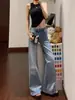 Chao Li tem estoque jeans de cintura baixa sem aperto na perna micro flare feminino outono 2026 nova chegada bom caimento comprimento duplo da perna calça reta flare