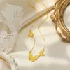 Loja de ouro com pingente de flor oca borboleta fada colar corrente tudo-em-um feminino presente de luxo leve doce moda feminina joias requintadas