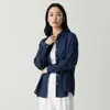 Camisa de Lino Puro de Verano para Mujer Hecha a Medida Estilo Old Money, Top de Manga Larga de Alta Gama, Chaqueta Casual Adelgazante