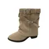 Tacón grueso, botas de estilo Western de suela blanda de nicho, diseño nuevo, botas de motocicleta retro, otoño/invierno, antideslizantes, estilo apilado, diseño 2026