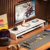 Soporte de altura ajustable para computadora de escritorio workstation para oficina en casa, estante para almacenamiento de teclado, soporte elevador para monitor