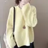 Nuevo Suéter de Punto de Color Sólido de Manga Larga con Cuello Redondo de Ajuste Holgado Adelgazante Versátil Estilo Perezoso para Mujer Top de Moda