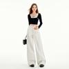 Jeans Anchos Sucios Blancos de Nicho Naranja Joven para Mujer Sueltos Adelgazantes Abdominales Caídos Casuales de Combinación Universal Pantalones de Barrer