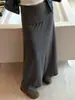 Falda casual para mujer de color gris oscuro, nuevo estilo largo de otoño 2026, falda lápiz recta suave de modal con caída