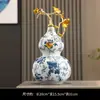Adorno de Calabaza de Cerámica Esmaltada con Acabado de Alta Gama, con un Patrón Azul y Blanco, Adecuado para Sala de Estar, Vinoteca, Oficina o Decoración de Casa Nueva en Estilo Chino Moderno