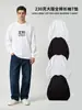 Camiseta de manga larga con cuello redondo y canalé de algodón 100% de peso pesado de 230 g, camisa cultural para pareja, ropa de trabajo, uniforme de marca de moda, personalizable