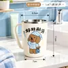 Vaso para Enjuague Bucal de Acero Inoxidable con Asa, Vaso para Cepillo de Dientes a Prueba de Moho y Resistente a Caídas, Vaso para Cepillo de Dientes Infantil de Dibujos Animados para el Hogar, Vaso para Enjuague Bucal de Pareja