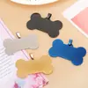 Venta directa placa de identificación para perro con forma de hueso, placa de identificación negra lisa, collar con colgante liso grabado, regalo, accesorio pequeño anti-pérdida, personalizable