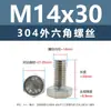 Tornillos Externos de Acero Inoxidable 304 de Cabeza Hexagonal Pernos de Cabeza Hexagonal Rosca Completa Varilla de Tornillo Extendida M14M16M18M20M22M36