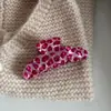 Design de Grampo de Cabelo Rosa com Estampa de Leopardo em Acetato Estilo Coreano, Presilha Jacaré, Presilha de Luxo Acessível, Acessórios de Cabeça e Cabelo de Alta Qualidade