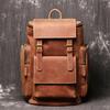 Mochila Retro Europea y Americana Nueva para Hombre de Cuero Genuino Cuero Crazy Horse Viaje Montañismo Mochila Gran Capacidad Bolsa para Laptop