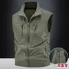 Chaleco casual original de alta calidad para hombre, chaqueta holgada para exteriores con cremallera y múltiples bolsillos, chaleco de primavera y otoño, talla grande