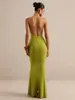 M26D661 Vestido largo strapless asimétrico plisado de estilo nuevo europeo y americano, vestido de fiesta ajustado al cuerpo