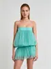 Vestido Tube de Verão Europeu e Americano Cor Sólida Casual Saia Bufante Moda Sexy Saia Curta Transfronteiriço Amazon Moda Feminina
