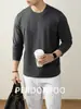 Camiseta de Manga Larga para Hombre de Modal Seda de Hielo Sensación de Nube Algodón Color Liso Delgado Primavera/Otoño Top Simple de Lujo Ligero 2026