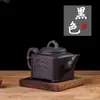 Tetera Olla de Arena Púrpura Olla Hoja de Bambú Grande Olla de Arcilla de Arena Púrpura Hecha a Mano Yixing Olla Antigua Juego de Té para el Hogar Tetera de Gran Capacidad