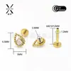 Pendientes Astmf-136 con Forma de Gota, Cuentas Redondas, Dientes Internos Incrustados con Diamantes, Clavos Labiales, Pendientes, Joyería para Piercings, Joyería Punk para Piercings