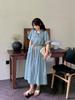Día doble 2025 primavera y verano nuevo ropa de mujer talla grande hermana gordita al por mayor retro con botones Vestido de mezclilla G003