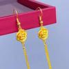 Aretes de Borla Rosa Elegantes Moda Arena Vietnam Year of the Dragon Línea de Oreja Dorada Aretes de Simulación Oro Venta al por Mayor