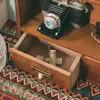 Caja de Almacenamiento Cosmético de Madera Vintage de Tres Niveles Mesa de Comedor Estilo Japonés Artículos Varios Taza Pequeña Perfume Gabinete de Almacenamiento de Madera